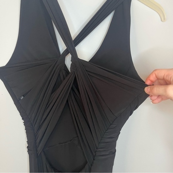 Vera Wang Sleeveless Matte Black Jersey Knit Timeless Classic Maxi Dress Size 4 - Picture 11 of 16